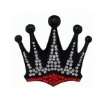 Gürtelschnalle Crown - Krone schwarz-rot mit Strasssteinen