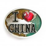 Gürtelschnalle - I love China - Chinesische Flagge - Buckle