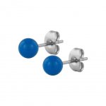 Hollow Ball Earring - 6 mm Blau