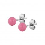 Hollow Ball Earring - 6 mm Pink