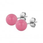 Hollow Ball Earring - 8 mm Pink