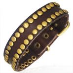 Lederarmband - braun - goldene Nieten