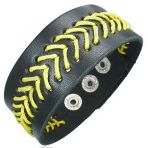 Lederarmband - schwarz - gelb