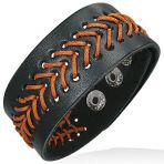 Lederarmband - schwarz - orange