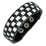 Lederarmband - schwarz - wei&szlig; kariert