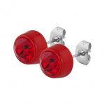 Round Flat Earring mit SWAROVSKI Kristallen - Rot - Light...