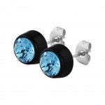 Round Flat Earring mit SWAROVSKI Kristallen - schwarz -...