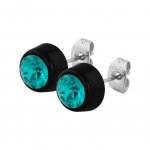 Round Flat Earring mit SWAROVSKI Kristallen - schwarz -...