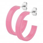 Stahl Flat Round Earring - Steel - Pink