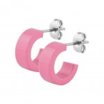 Steel Hoop Earring - Steel - 5 x 9 mm Pink
