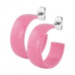 Steel Hoop Earring - Steel - 7 x 16 mm Pink