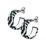 Transfer Pattern Earring - 7 x 16 mm Zebra #4 - Weiß /...