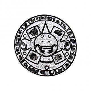 Gürtelschnalle - Aztekischer Kalender - weiß/schwarz