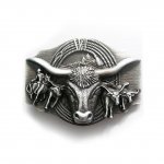 Gürtelschnalle - Bulle & Cowboy - mit Longhorn - Western Belt Buckle