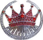 G&uuml;rtelschnalle Crown - Krone silber-rot