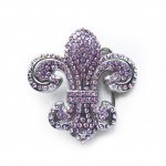 Gürtelschnalle - Fleur de Lis mit Kristallen in pink - Lilienblüte - Glitzer - Buckle