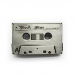 Gürtelschnalle - Musikkassette silber- Rock Star - Tape...