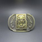 Gürtelschnalle - Tiger mit Pistolen - Antik - Feuerzeug Buckle