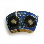 Gürtelschnalle - Turntable blau - DJ - Disco Buckle