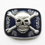 Gürtelschnalle blauer Piraten Skull - Jolly Roger -...