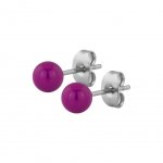 Hollow Ball Earring - 6 mm Lila