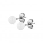 Hollow Ball Earring - 6 mm Weiß