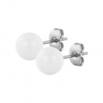 Hollow Ball Earring - 8 mm Weiß