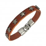 Lederarmband - braun - Stern silber