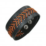 Lederarmband - schwarz - orange