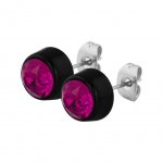 Round Flat Earring mit SWAROVSKI Kristallen - schwarz -...