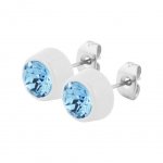 Round Flat Earring mit SWAROVSKI Kristallen - weiß -...