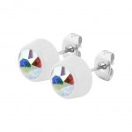 Round Flat Earring mit SWAROVSKI Kristallen - weiß -...