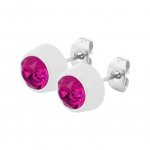 Round Flat Earring mit SWAROVSKI Kristallen - weiß -...