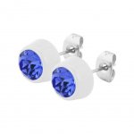 Round Flat Earring mit SWAROVSKI Kristallen - weiß -...