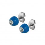 Runder Ohrstecker mit SWAROVSKI Kristallen - Blau -...