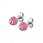 Runder Ohrstecker mit SWAROVSKI Kristallen - Pink -...