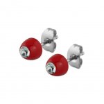 Runder Ohrstecker mit SWAROVSKI Kristallen - Rot - Light...