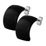 Stahl Flat Round Earring - Schwarz