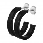 Stahl Flat Round Earring - Steel - Schwarz - Black - 1 Paar